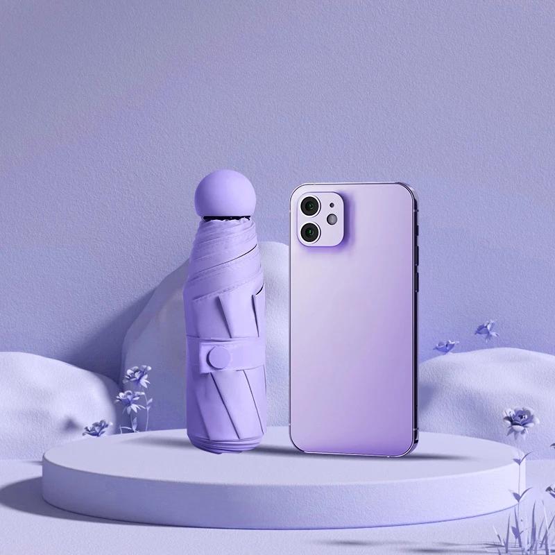 Outdoor Folding Five Fold Umbrella, Weather Resistant Mini Sun Protection Umbrella, Portable Pocket Umbrella