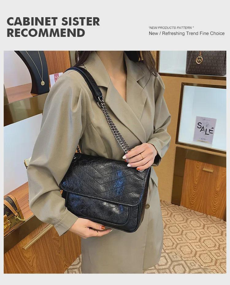 Yangshulin Women's Large Capacity Genuine Leather Chain Shoulder & Messenger Bag – Fashionable & Versatile