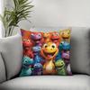 1 pièce Housse de coussin décorative imprimée sur le thème de la famille de dinosaures colorés de dessin animé, Convient pour canapé, chambre à coucher, salon, un cadeau amusant pour les enfants