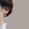 Ankola Red Irregular Fan-Shaped Earrings for Cheongsam Brides