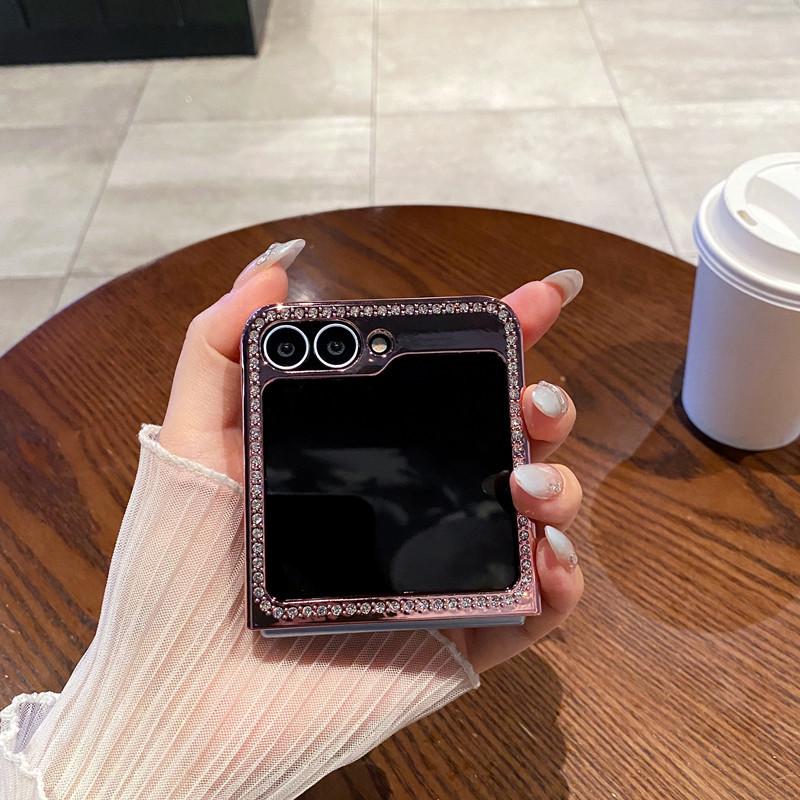 Samsung Galaxy Z Flip 7 Glitzer Galvanisiert Strassstein Hülle Kompatibel mit Z Flip 6