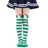 Cartoon Santa Christmas Stockings for 6-10Y Children Over the Knee Socks for Little Girls Unisex Winter Striped Socks