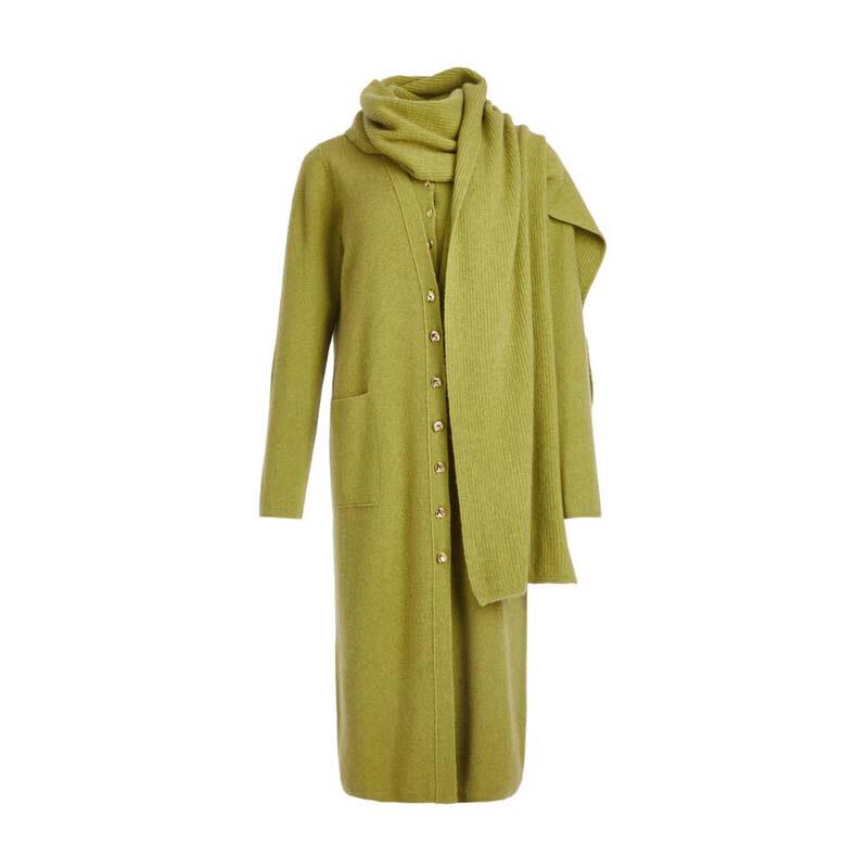 ELLASSAY Women's Long Scarf Faux Two-Piece Knit Sweater