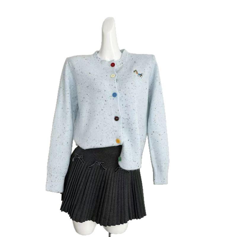 Cárdigan de Punto Oversize para Mujer con Motivo de Caballo Bordado Ajuste Holgado Top de Manga Larga