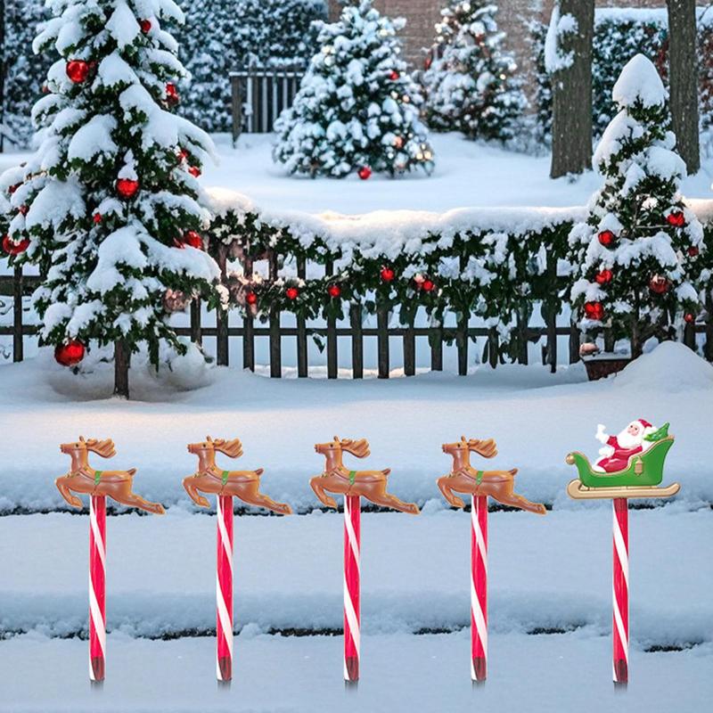 5Pcs Christmas Solar Lights Outdoor Lights Elk Design LED Christmas Garden Outdoor Lights Decorations for Home Festivals