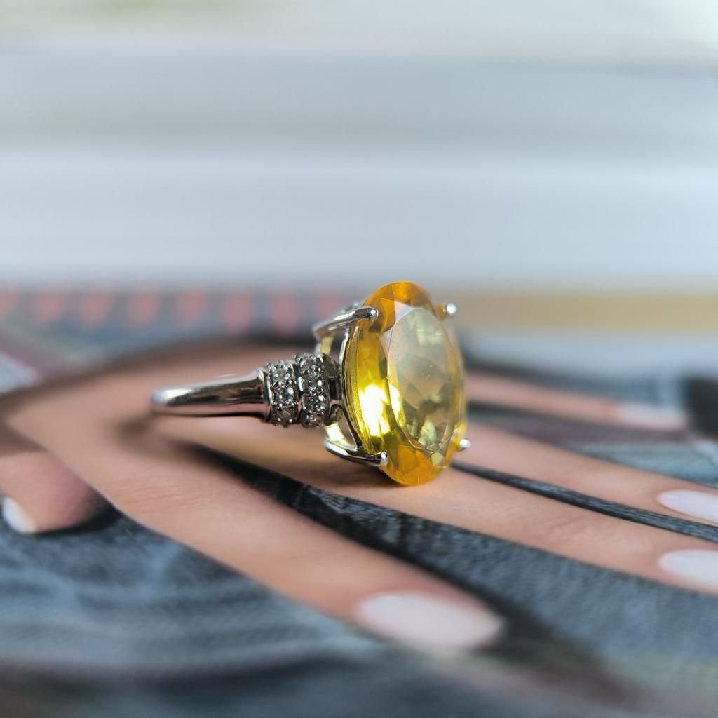 Silver Ring with Nano Citrine 5.065ct, Item Weight 4.36 G (2190004)