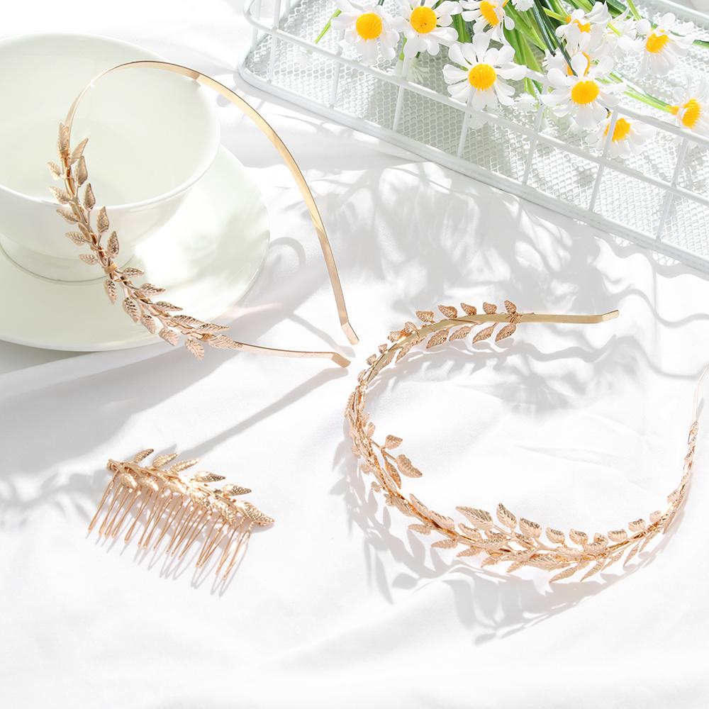 Tiara Kopfschmuck Brautjungfer Metall Goldblatt Braut Stirnbänder Blätter Haarbänder Hochzeit Haar Krone