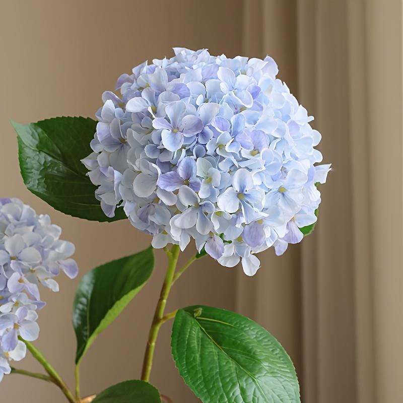 Vibrant Pink Artificial Flowers - 3pcs Realistic Hydrangea Bouquet with Green Stems - for Home, Wedding, Office, and Holiday Decor