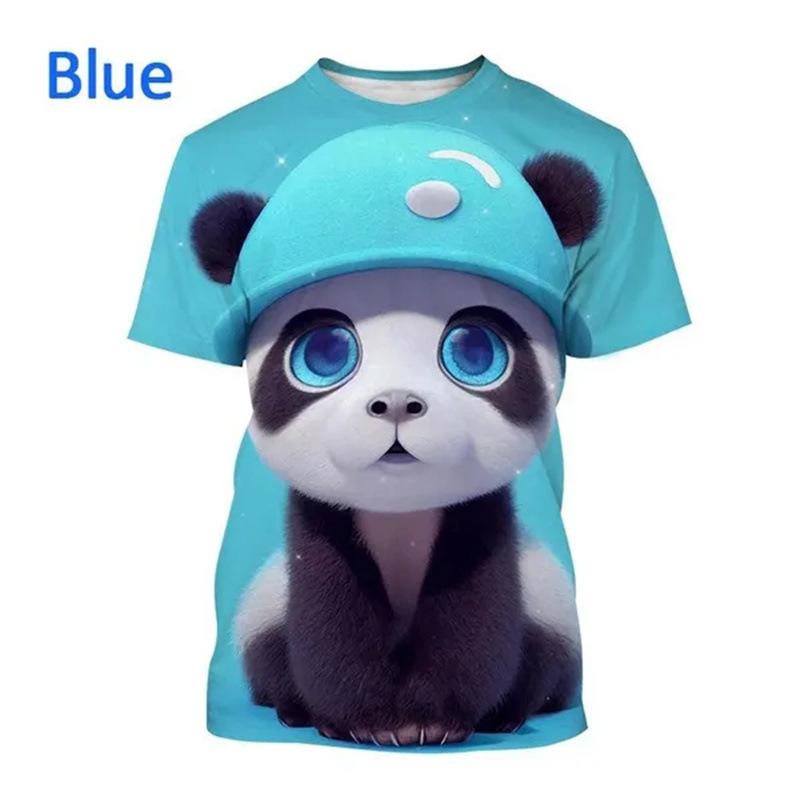 Summer Cute Panda 3D Printed Casual Short Sleeve T-Shirts Women’s