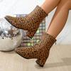 Women Boots Autumn Winter New Fashion Shoes for Women Pointed Toe Leopard Print Ankle Boots Women Fashion Outdoor Retro Boots