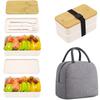 Adult Bento Lunch Box 2-Tier Food Storage Container Set with Cutlery for Kids Children Crisper Microwave and Dishwasher Safe