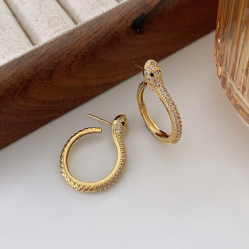 

Высококачественные местные серьги в виде змеи, популярные серьги, модные женские серьги с микро-инкрустацией цирконием, изысканные легкие роскошные серьги