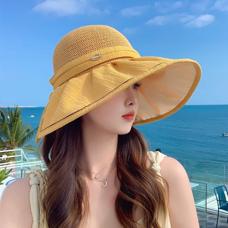 New Empty Top Hat Summer Women's Fashion Light and Breathable Big Eaves Hat Outdoor Travel Leisure Sunshade Sunscreen Hat