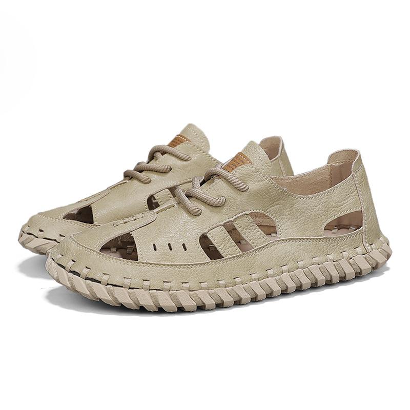 46 Large Size Men's Shoes for Summer Breathable Hollow Large Hole Casual Sports Soft Sole Driving Outdoor Handmade Sandals for Men