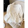 2025 Soft Purple Lace Bow Tie Knit Pullover for Spring & Autumn