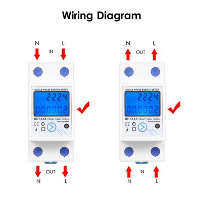 AC 230V eenfasige energiemeter met resetknop met achtergrondverlichting