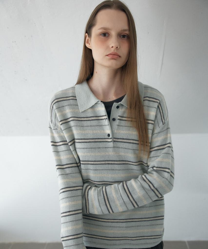 AHWE Multi Stripe Collar Knit_Mint