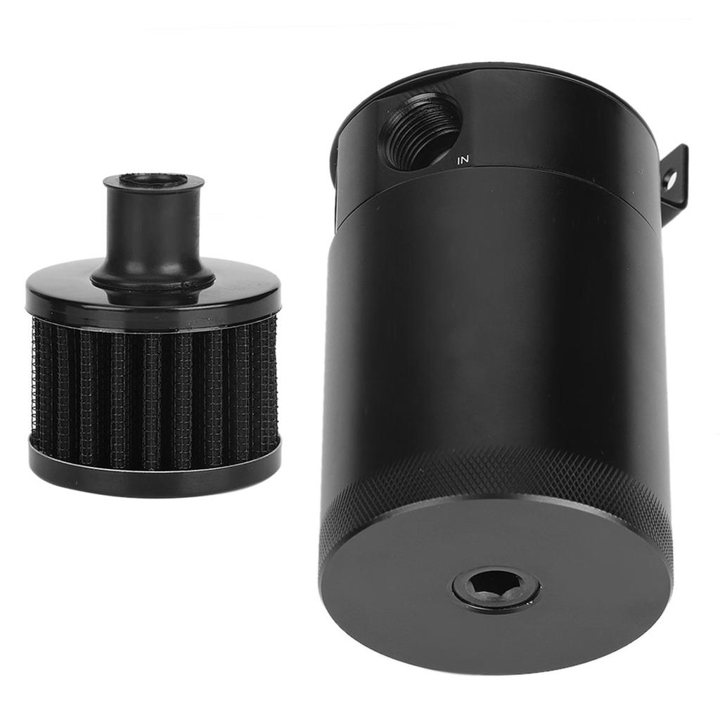 Universal Oil Catch Can 2 Port Reservoir Tank with Drain Valve Breather Baffled 5oz Capacity