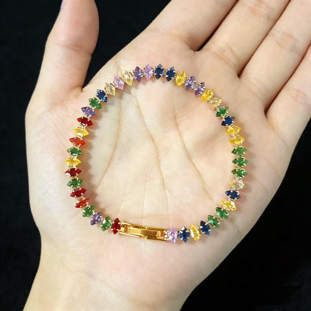 Damska bransoletka tenisowa z cyrkoniami w kształcie łezki: Łańcuch Markiza z Ząbkami, Ekskluzywny Element Mody