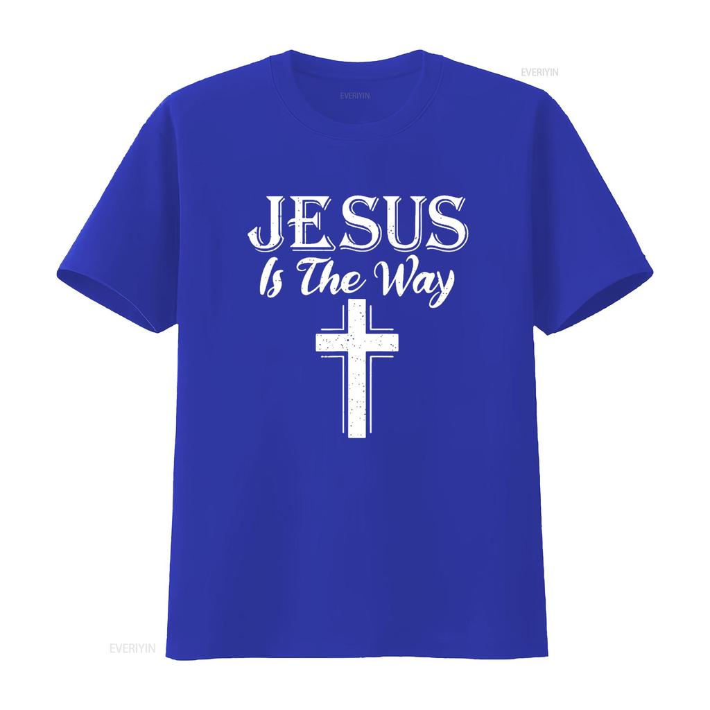 Jesus is the way God Religious T Shirt Black Large vintage Washed homme Soft Slightly Casual fashion graphic Unisex Comfortable