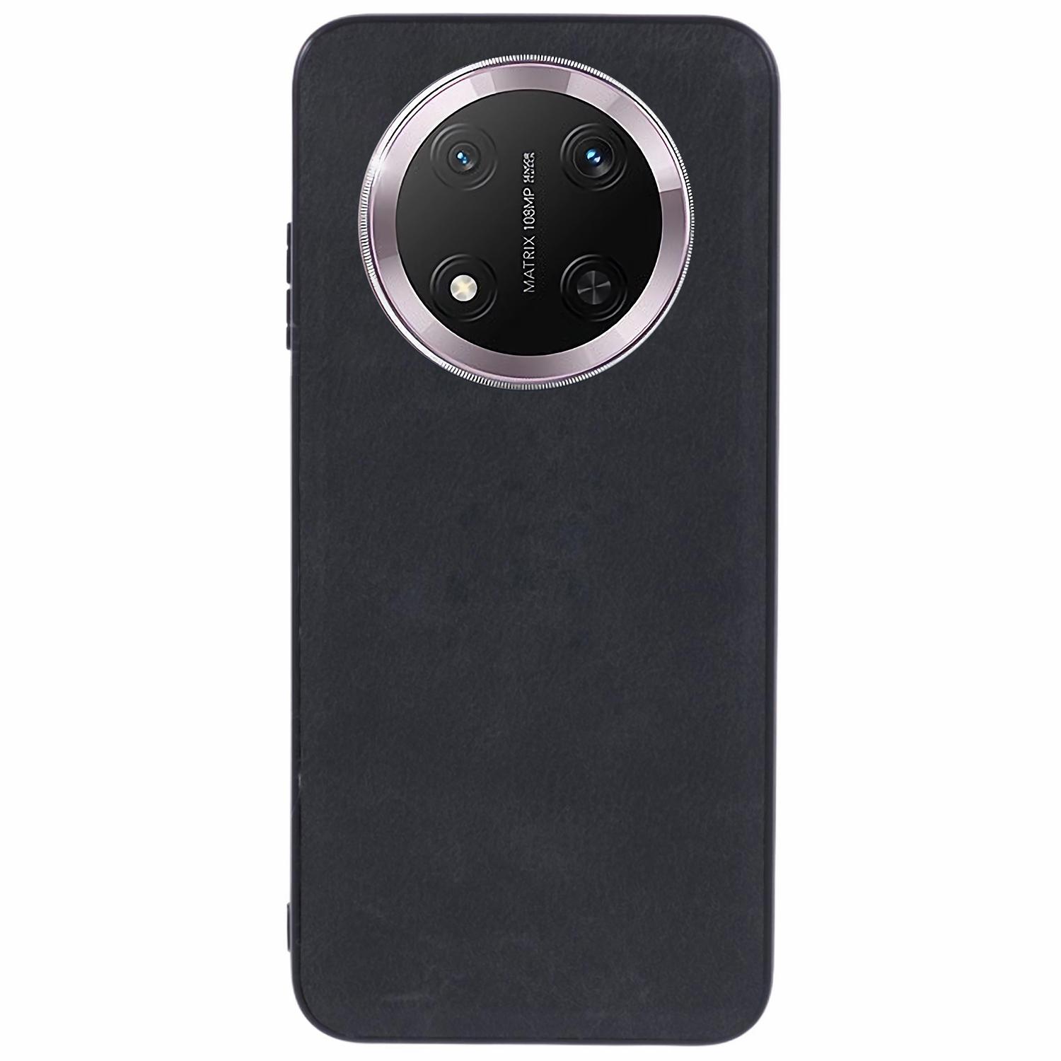 

For Honor Magic7 Lite 5G/X9c 5G/X60 Pro 5G Case Retro Leather Coated PC+TPU Phone Cover Black