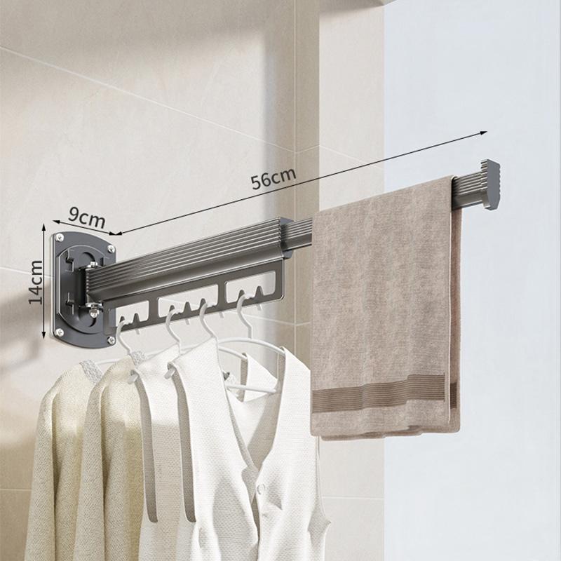 Punching Holes Balcony Folding Clothes Rack, Telescopic Drying, Indoor Drying Artifact, Hidden Clothes Rack Bathroom Drying Pole