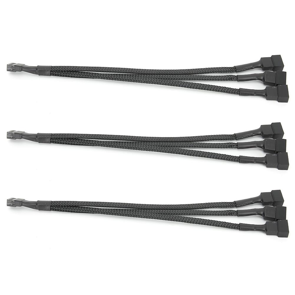 3Pcs Extension Cable 1 To 3 Way Splitter Sleeved 4Pin To 4Pin 3Pin 3Pin Adapter