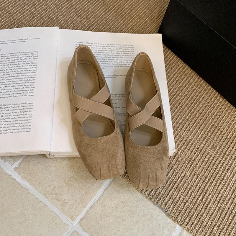 Fashion Fashion Elastic Band Women Flats With Shoes Square Toe Casual Female Footwear Shallow Ladies Ballet Flats Shoes New