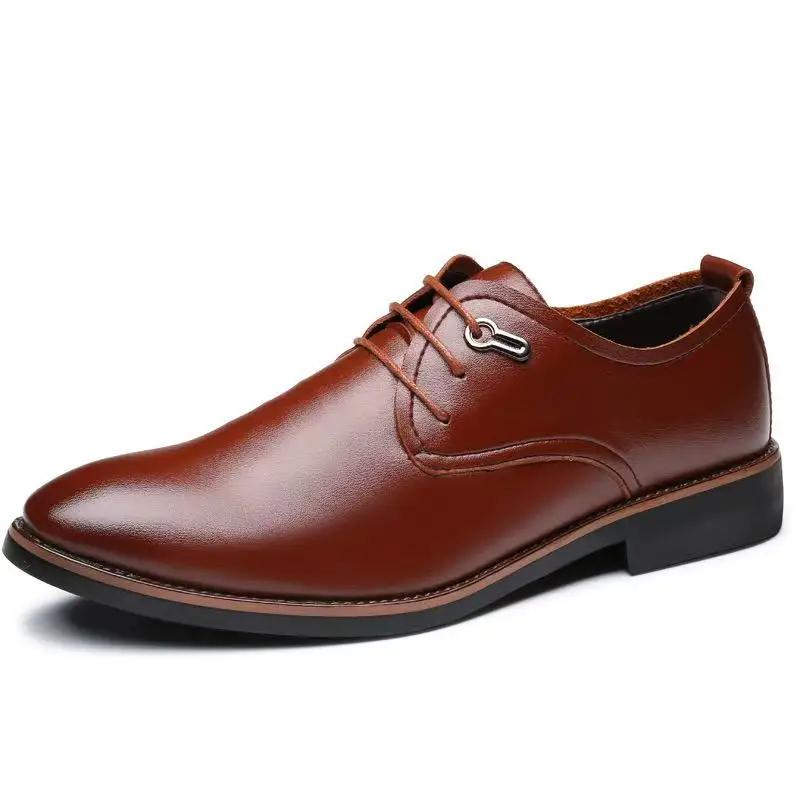 Sapatos Sociais de Couro Formal de Alta Qualidade para Homens Sapatos Casuais Masculinos Respiráveis Marca Italiana de Luxo Cadarço Antiderrapante Sapatos de Condução Masculinos