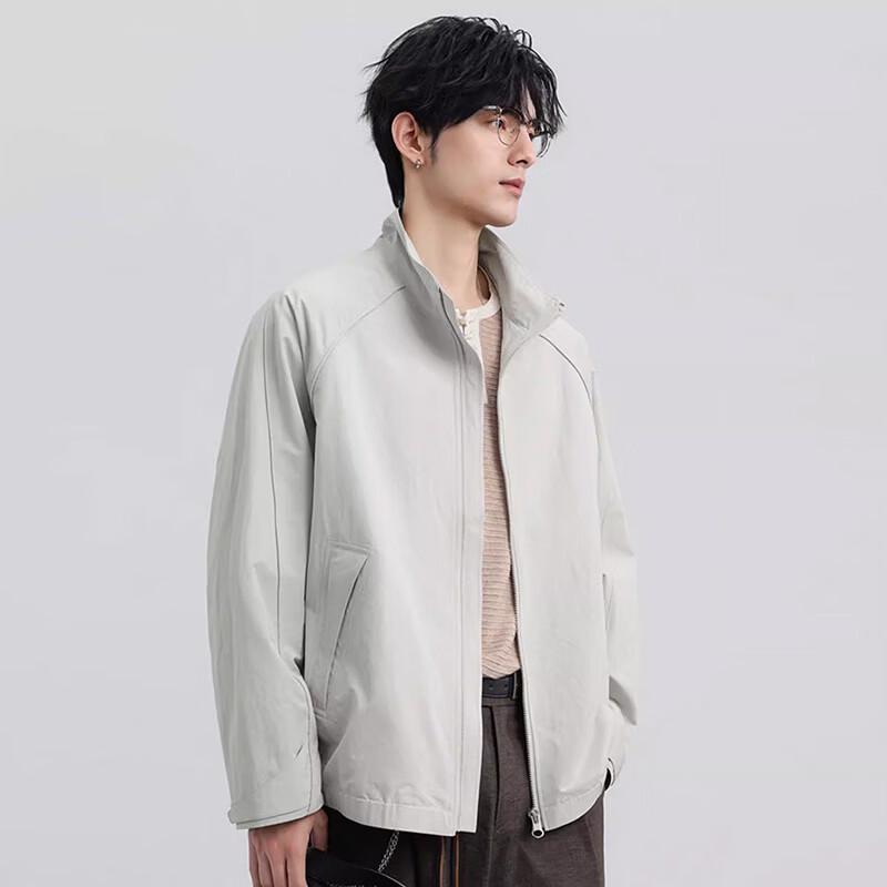 Fengxun Men's Casual Stand Collar Work Jacket