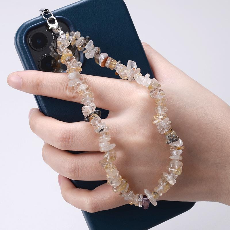 Creative Gravel Stone Mobile Phone Chain Women Girls Natural Bead Anti-Lost Fashion Jewelry Cellphone Strap Lanyard Hanging