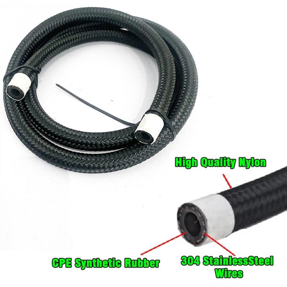 AN4 AN6 AN8 AB10 Fuel Hose Oil Gas Cooler Hose Line Pipe Tube Stainless Steel and Nylon Braided Inside CPE Rubber 1-5M FUEL HOSE