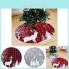 Festive Christmas Tree Skirt With Red Checkered Reindeer Design For Holiday Decor