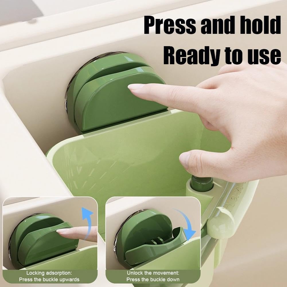 Sink Strainer Basket, New Upgraded Suction Cup Press Sink Drainer Basket,Automatic Dumping Sink Strainer Basket,Faucet Sponge Storage Rack,Corner Sink