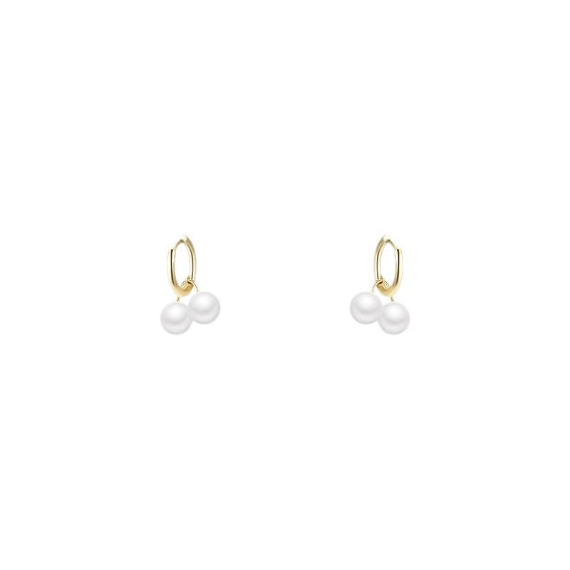 High-End French Retro Pearl Pendant Earrings: Elegant, Versatile Hoops for Women
