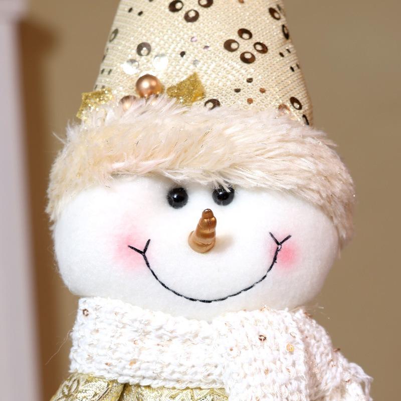Christmas new old man snowman retractable doll ornament Christmas gold sequined pointed hat standing doll ornament
