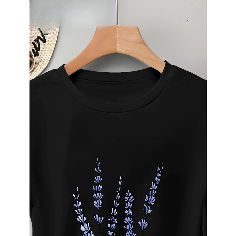 European Size Elegant Floral Print Women's  Short-Sleeve T-Shirt