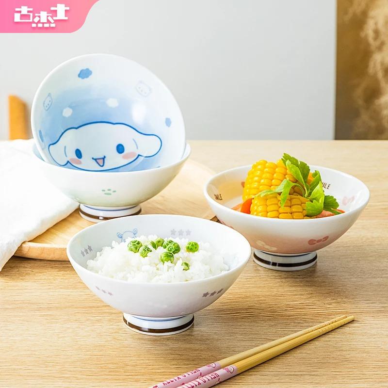Sanrio Kuromi Pochacco 5inch Rice Bowl Heathy Ceramic Kawaii Conical Bowl Home Children's Eating Bowl Heat-resistant Tableware