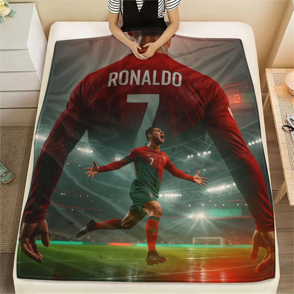 Cristiano Ronaldo Printed Flannel Blanket, Soft Throw for Bedroom Sofa, Washable,soccer Fan Merchandise, Great Gift.