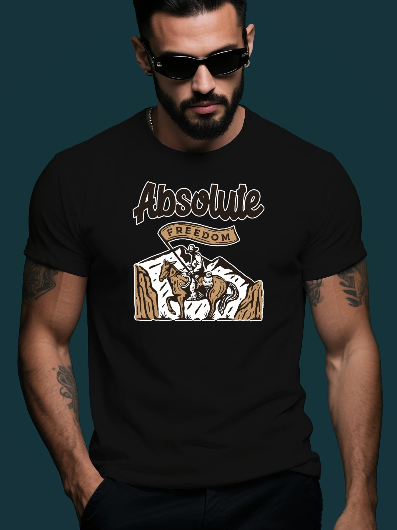 Absolute Freedom Western Cowboy Graphic Tshirt - Casual... L