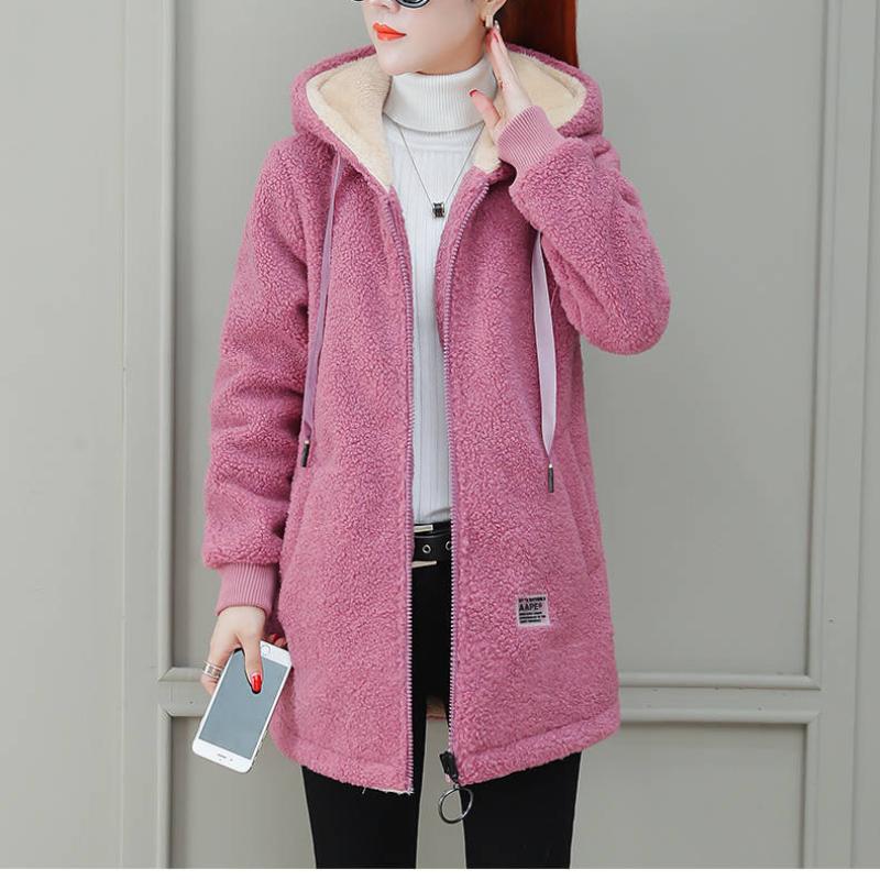 Fleece und verdickter Hoodie für Damen, Neues Winteroberteil, Winterpelzmantel