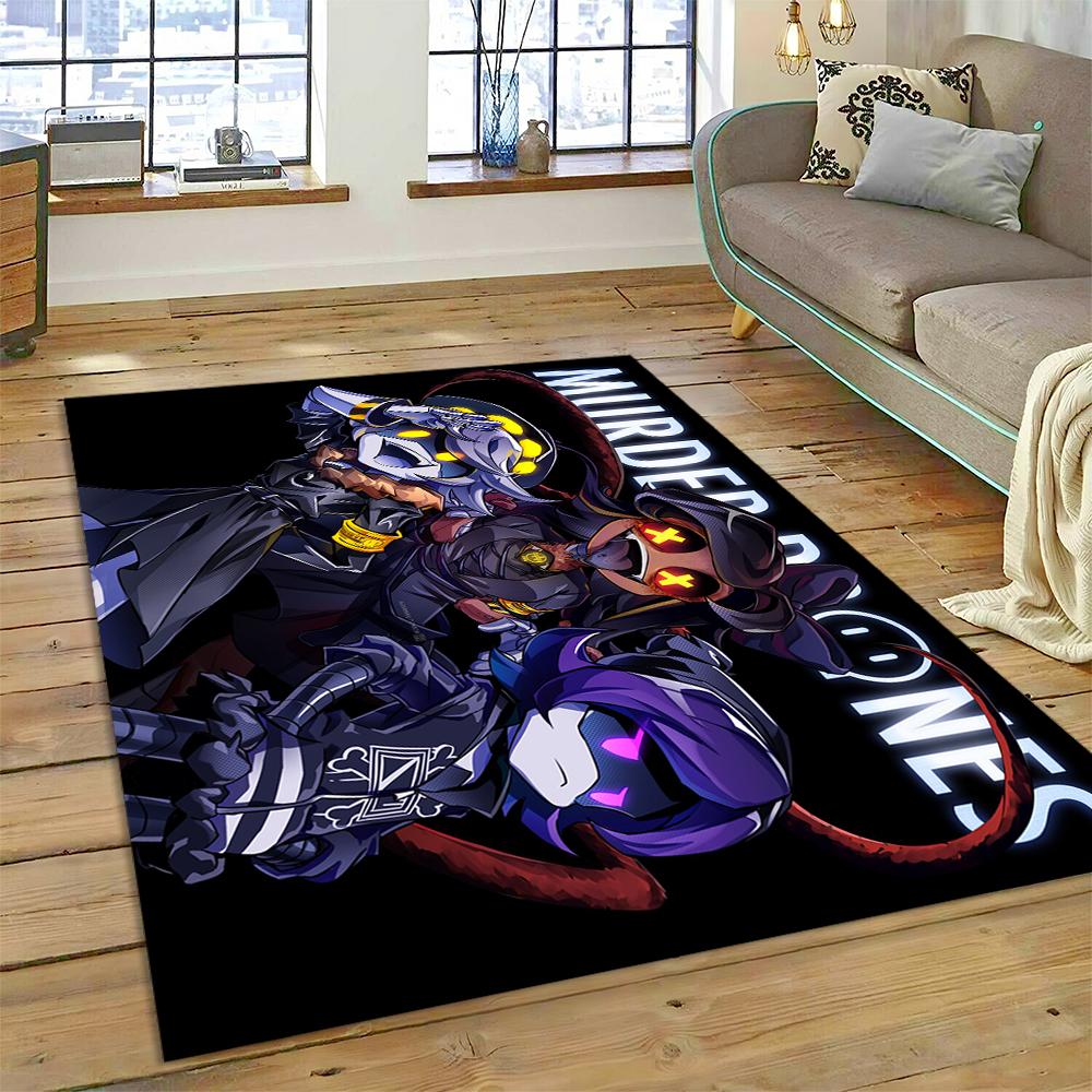 2025 New Style Cartoon Murder Drones Uzi Robot 3D Rug Carpet for Living Room Bedroom Home Decor, Floor Mat Non-slip Sofa Doormat