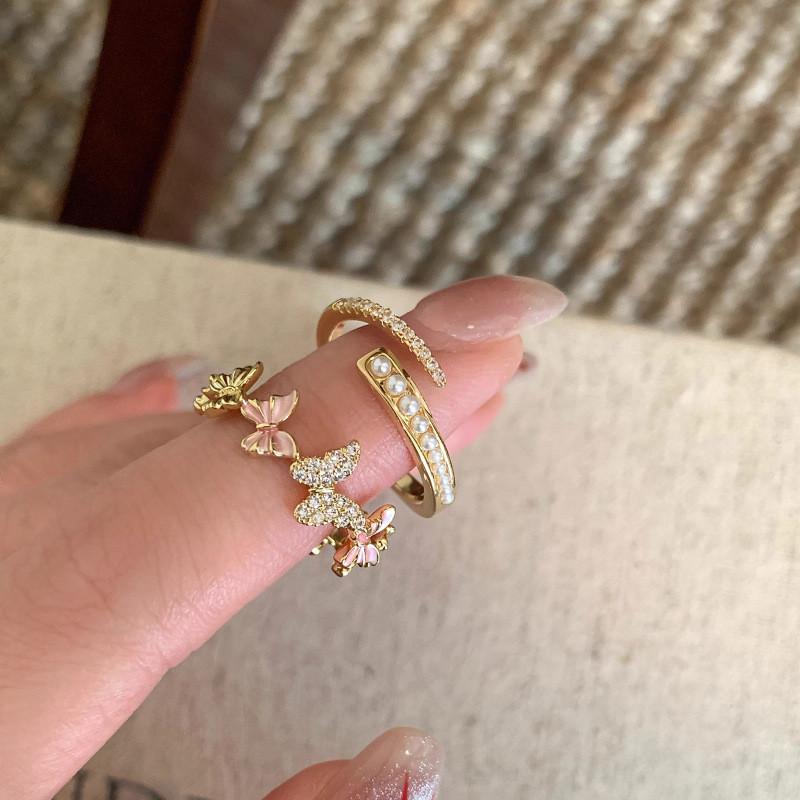 Unique High-end Copper Butterfly Ring For Women Stylish Adjustable Finger Accessory