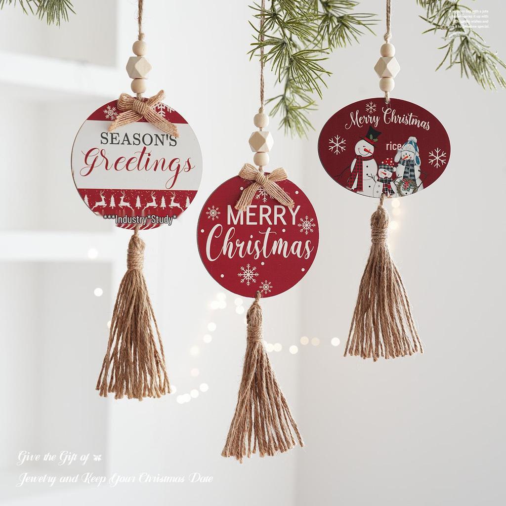 Christmas Wooden Letter Round Ornament - Tree Decoration and Home Décor