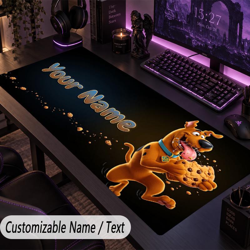 Custom Text Big Mousepad, Extended Desk Pad For Laptop Work GameScooby-Doo