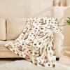 Squirrel & Pinecone Print Throw Blanket - Cute Autumn Forest Motif Soft Lightweight Accent for Sofa Bed Travel Office
