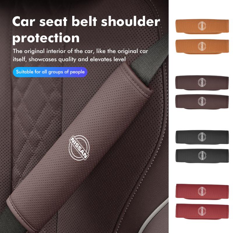 Leather Car Seat Belt Cover Safety Belt Shoulder Protection Pad For Nissan Navara Almera Sentra Rogue Pathfinder Sylphy Leaf