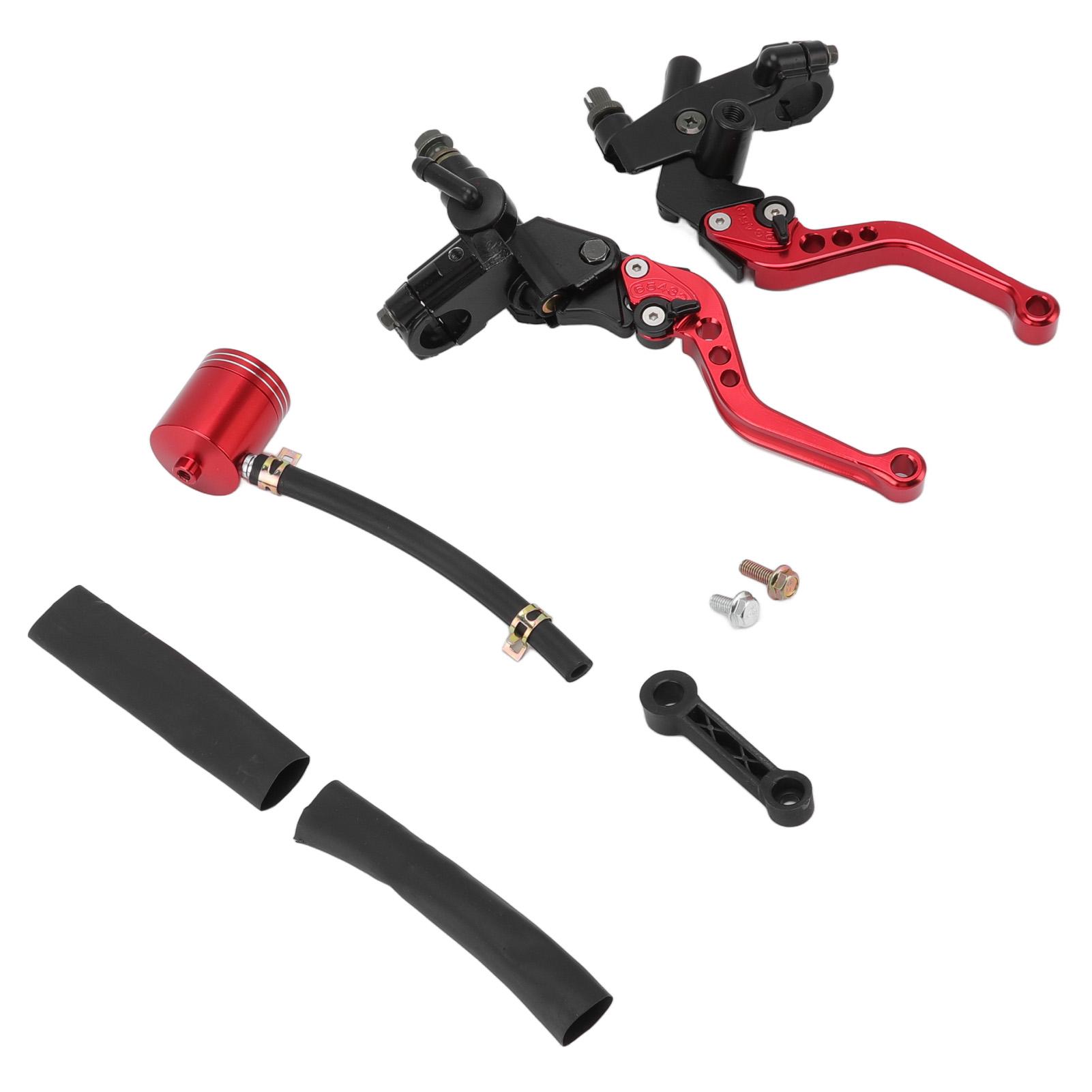 Pair Motorcycle Brake Clutch Pump Levers with Hydraulic Master Cylinder Reservoir Replacement for Suzuki Red