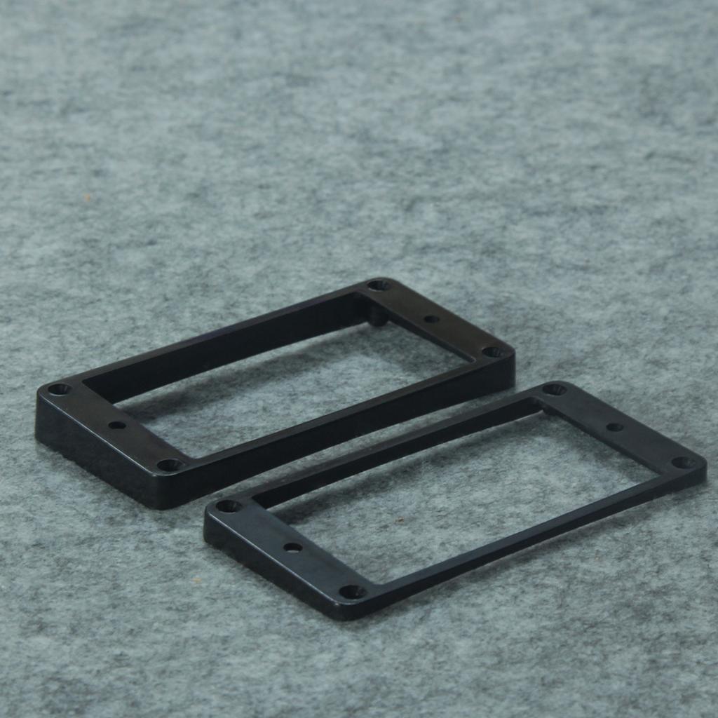 FLEOR 2pcs Plastic Curved Humbucker Pickup Mounting Rings Neck & Bridge Pickup Frames Set Black/Yellow for LP Style Guitar