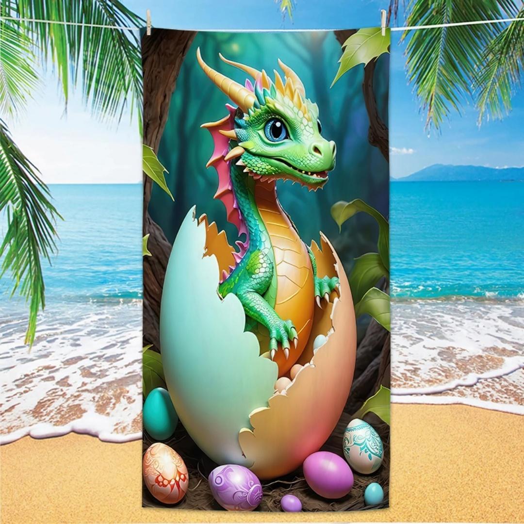 

Dragon Pattern Beach Towel, Digital Printing Thin Quick-Dry Anti-Sand Microfiber Lightweight for Swim, Yoga, Travel, Gym, Gift W30*H60(CM)